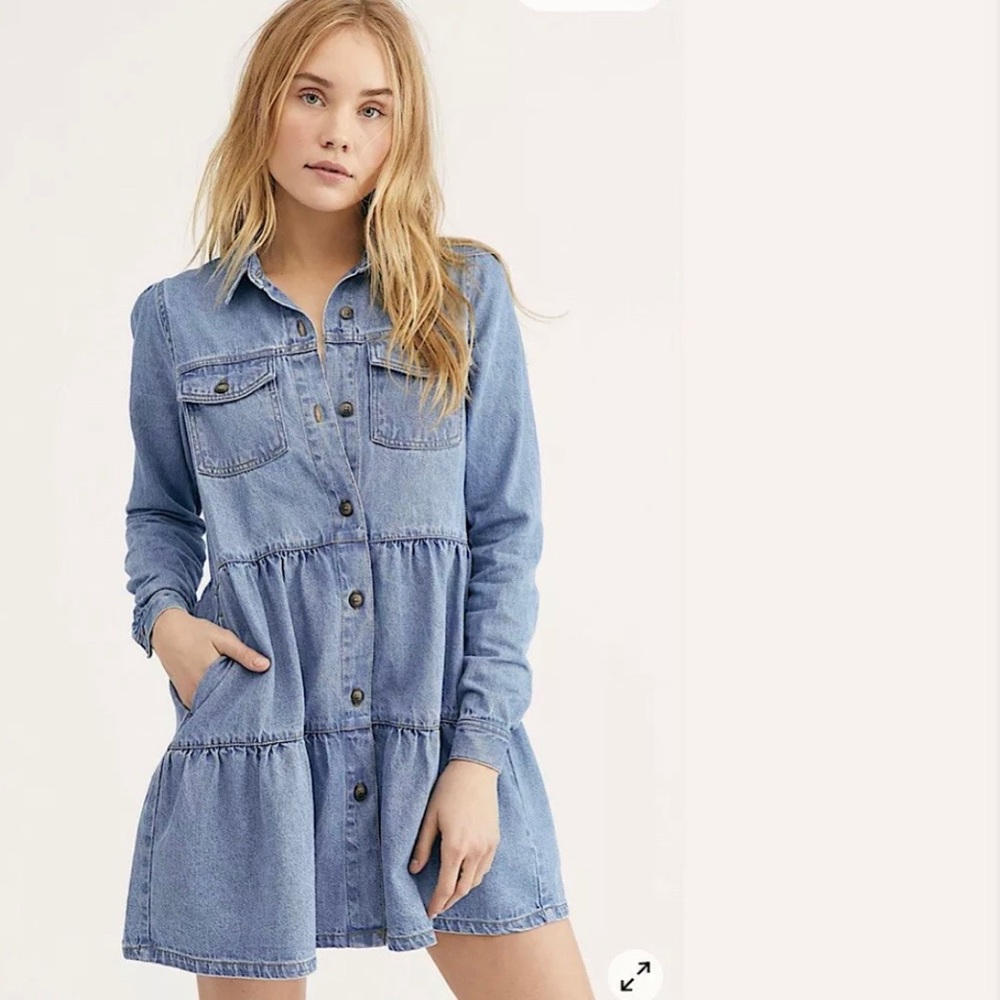Free People NWT Nicole Denim Shirt Dress Mult Size